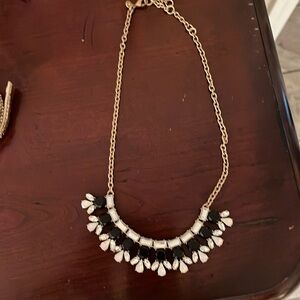 J.Crew black, clear and opal statement necklace